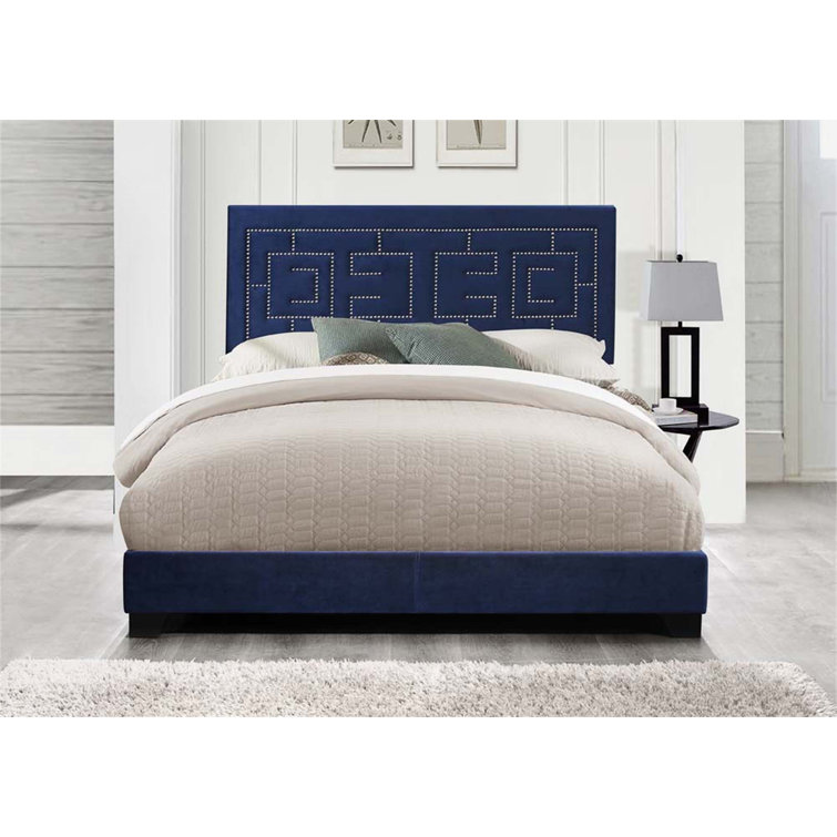 Mercer41 Dark Blue VelvetBed Wayfair